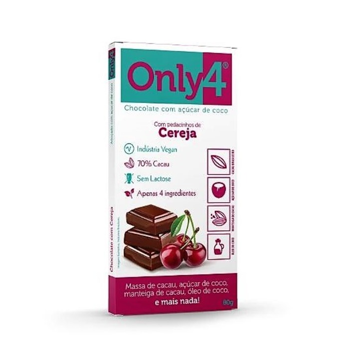 CHOCOLATE VEGANO 70% COM CEREJA