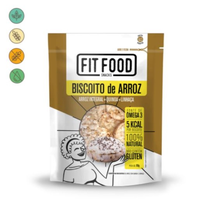 BISCOITO DE ARROZ QUINOA LINHACA FIT FOOD